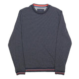 TED BAKER Mens Navy Patterned Cotton Blend Plain Crew Neck Basic Knit M Jumper
