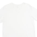 CALVIN KLEIN Mens White V-Neck T-Shirt M Cotton Classic Plain Short Sleeve