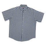 CHAPS Mens Blue Plain Short Sleeve Button Shirt L Casual Cotton Blend