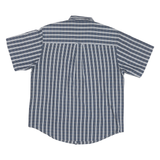 CHAPS Mens Blue Plain Short Sleeve Button Shirt L Casual Cotton Blend