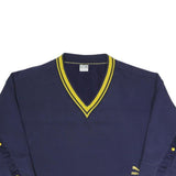 PUMA Womens Blue & Yellow V-Neck UK 10 Cotton Blend Sweatshirt Long Sleeve