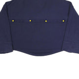 PUMA Womens Blue & Yellow V-Neck UK 10 Cotton Blend Sweatshirt Long Sleeve