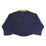 PUMA Womens Blue & Yellow V-Neck UK 10 Cotton Blend Sweatshirt Long Sleeve