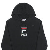 FILA Mens Black Cotton Blend Pullover Hoodie M Logo Embroidered
