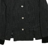 Womens Black Button Up Plain Jacket XL Woven Classic Button Closure Velvet Cuffs
