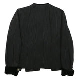 Womens Black Button Up Plain Jacket XL Woven Classic Button Closure Velvet Cuffs
