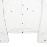 LEVI'S Womens White Cotton Blend Sherpa Collar Jacket L Denim Button