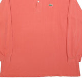 LACOSTE Mens Coral Long Sleeve Plain XL Cotton Blend Polo Shirt Classic Casual
