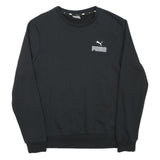 PUMA Mens Black Crew Neck S Cotton Blend Pullover Sweatshirt Lightweight