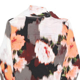 DKNY Womens Printed Top Long Sleeve V-Neck Floral Pattern S Polyester Blend