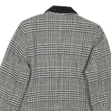 Womens Black White Checked Wool Button Jacket M Tailored Classic Collar