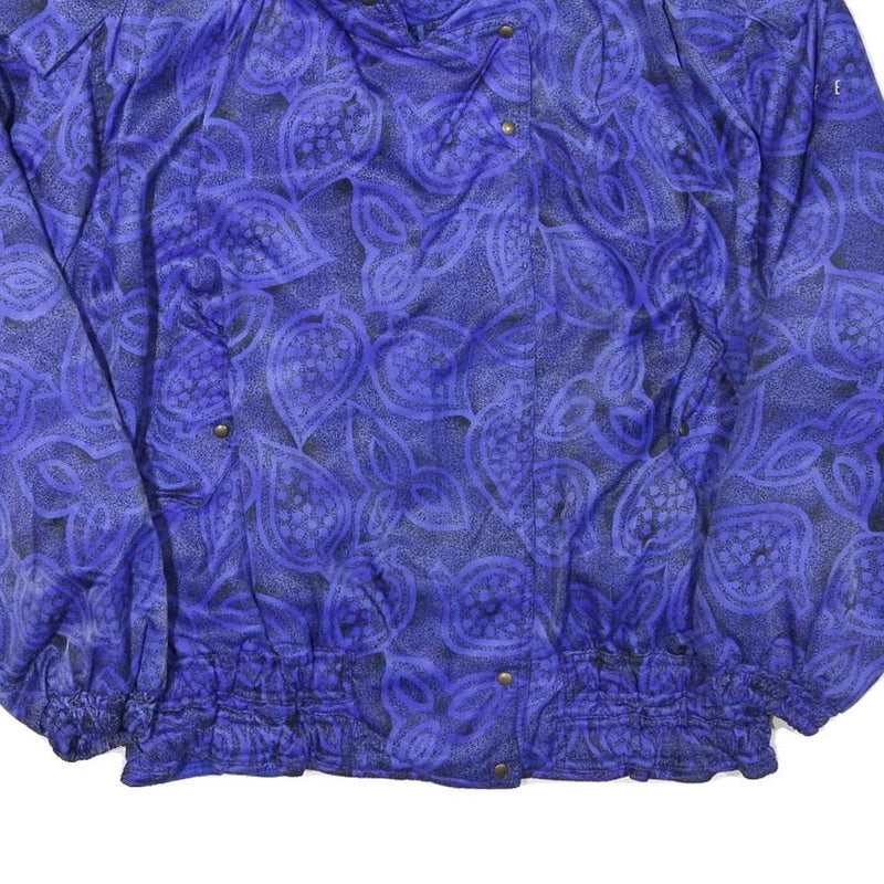 BELFE Womens Blue Jacket L Polyester Blend Printed Zip Closure