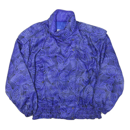 BELFE Womens Blue Jacket L Polyester Blend Printed Zip Closure