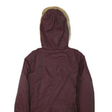 LEVI'S Womens Maroon Zip Jacket M Polyester Blend Plain Winter Parka Coat Hooded