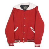 HOLLOWAY Womens Red & White Button Jacket L Wool Casual Varsity Style