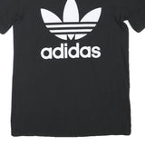 ADIDAS Womens Black Graphic T-Shirt UK 6 Short Sleeve Crew Neck Cotton Blend