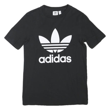 ADIDAS Womens Black Graphic T-Shirt UK 6 Short Sleeve Crew Neck Cotton Blend