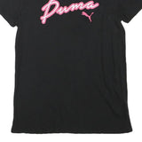 PUMA Mens Black & Pink Modern T-Shirt S Short Sleeve Crew Neck Cotton Blend