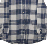 ROUGH CUT Mens Blue & White Checked Cotton Shirt L Casual Pattern Button-Down