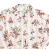 Womens Cream & Pink Floral Printed Shirt Long Sleeve Collared Cotton Blend L