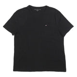TOMMY HILFIGER Mens Black T-Shirt M Short Sleeve Crew Neck Pocket Logo Cotton