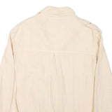 ZARA Womens Cream Linen Blend Zip Jacket M Plain Stud Detail Stylish Casual