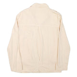 ZARA Womens Cream Linen Blend Zip Jacket M Plain Stud Detail Stylish Casual