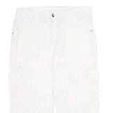 STYLE & CO Womens White Cargo Cotton Blend Shorts UK 16 W34 Comfortable Pockets