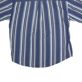 NATURAL ISSUE Mens Blue & White Striped Shirt L Cotton Button Down Short Sleeve