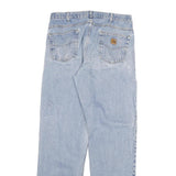 CARHARTT Mens Regular Cotton Blend Light Blue Jeans W34 L35 Workwear Durable Zip