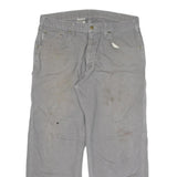 DICKIES Mens Grey Relaxed Straight Woven Cotton Blend Trousers W36 L30 Workwear