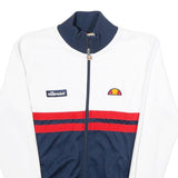 ELLESSE Womens White & Navy Colourblock Track Jacket UK 6 Cotton Blend Zip