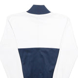ELLESSE Womens White & Navy Colourblock Track Jacket UK 6 Cotton Blend Zip