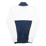 ELLESSE Womens White & Navy Colourblock Track Jacket UK 6 Cotton Blend Zip