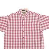 WRANGLER Mens Red & White Checked Shirt L Button Down Cotton Summer Casual