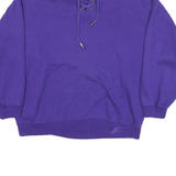 FIRST RUN Womens Purple Sweatshirt M Lace-Up Collar Cotton Blend Pullover