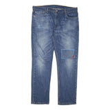 LEVI'S 511 Mens Jeans Blue Slim Straight Denim Medium W40 L32 Distressed Patches