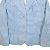 KA-STAR Womens Blue Leather Button Jacket M Plain Button Closure Stylish