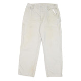 CARHARTT Mens Regular Fit White Cotton Blend Zip Closure Jeans W36 L28 Workwear