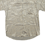 MISRAAB Mens Beige Patterned Shirt L Short Sleeve Button Polyester Blend Casual