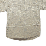 MISRAAB Mens Beige Patterned Shirt L Short Sleeve Button Polyester Blend Casual