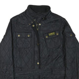 BARBOUR INTERNATIONAL Womens Black Quilted Jacket UK 18 Polyester Blend Zip