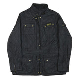BARBOUR INTERNATIONAL Womens Black Quilted Jacket UK 18 Polyester Blend Zip