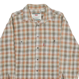 LEVI'S Mens Beige & Orange Check Shirt S Button Down Casual Cotton