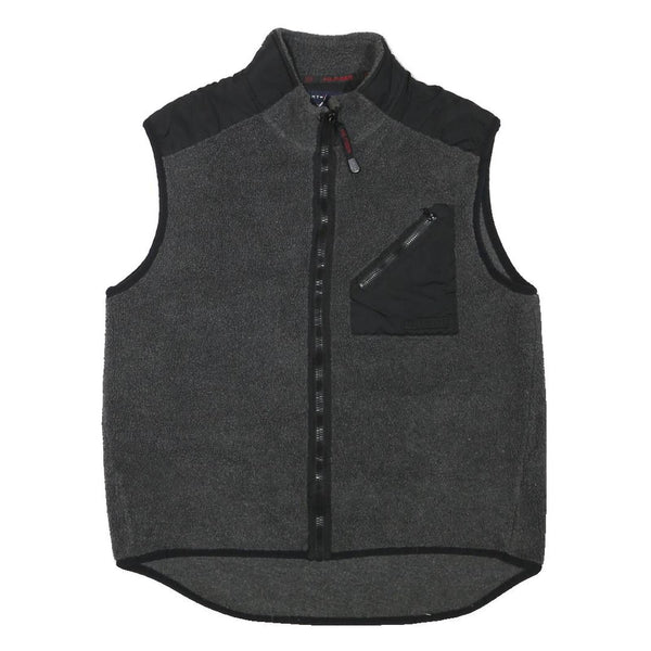 TOMMY HILFIGER Mens Grey & Black Sleeveless Jacket XL Polyester Blend Zip Pocket