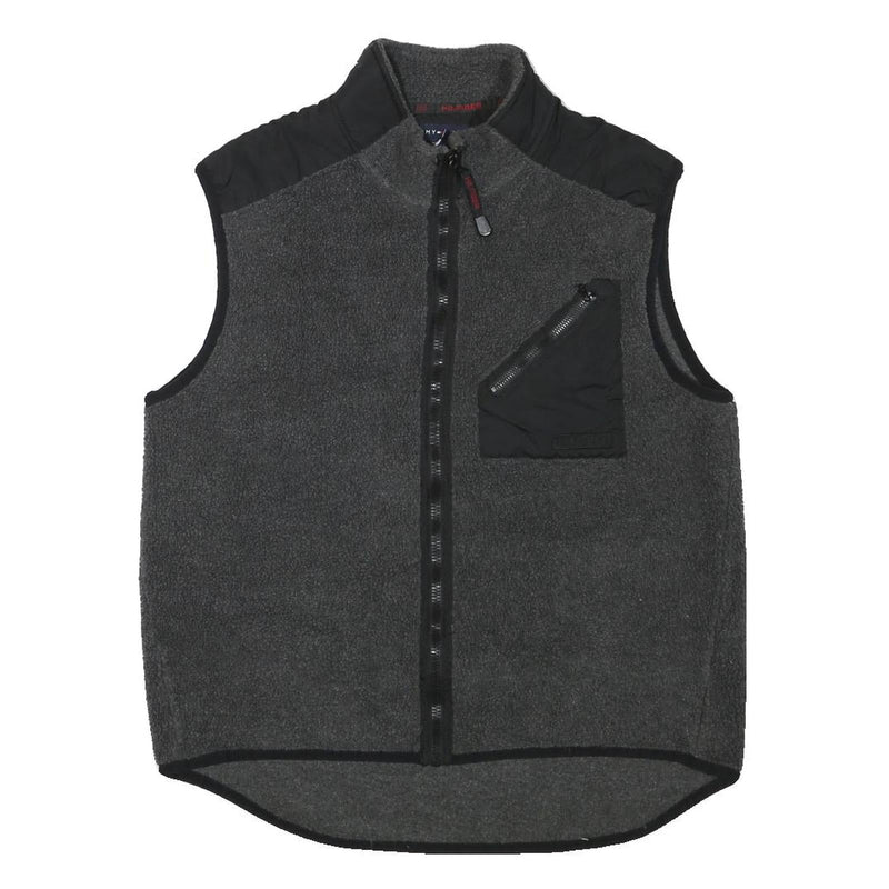 TOMMY HILFIGER Mens Grey & Black Sleeveless Jacket XL Polyester Blend Zip Pocket