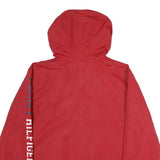TOMMY HILFIGER Mens Red Zip Hooded Jacket XL Polyester Plain Casual Streetwear