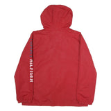 TOMMY HILFIGER Mens Red Zip Hooded Jacket XL Polyester Plain Casual Streetwear