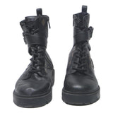 GUESS Womens Leather Combat Boots Black Brown UK 4 Stylish Designer Ankle
