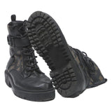 GUESS Womens Leather Combat Boots Black Brown UK 4 Stylish Designer Ankle